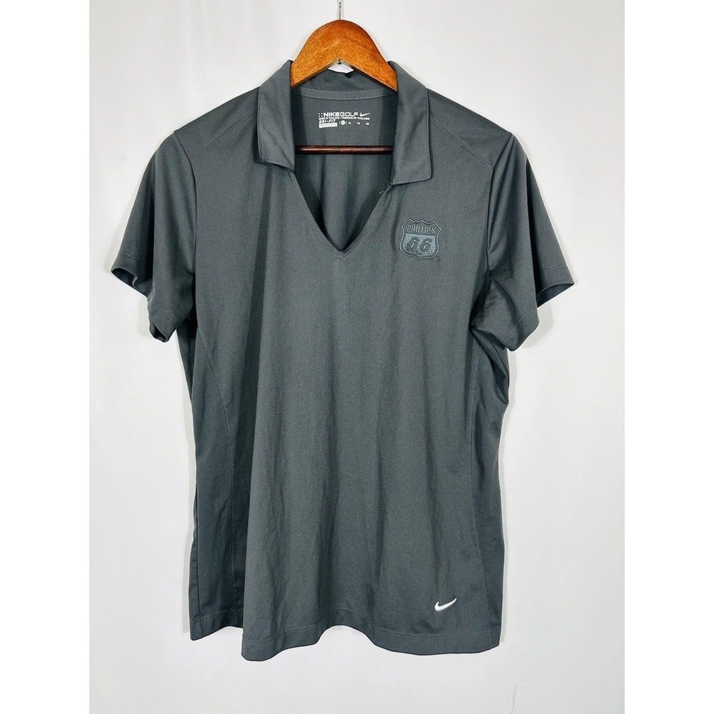 Phillips 66 Embroidered Nike Golf Polo‎ Shirt Womens XL Dry-Fit V-Neck Dark Gray